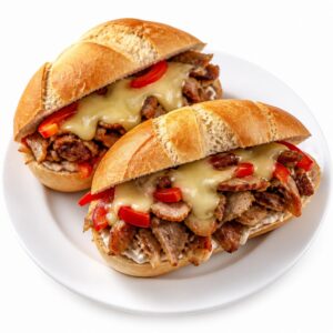 Gefüllte Brötchen mit Käse, Gyros und Paprika