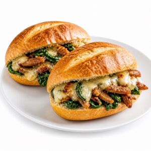 Gefüllte Brötchen mit Käse, Gyros und Spinat
