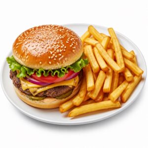 Hamburger mit Pommes